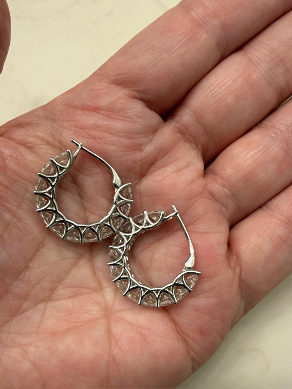 Moissanite Hoop Earrings Sterling Silver